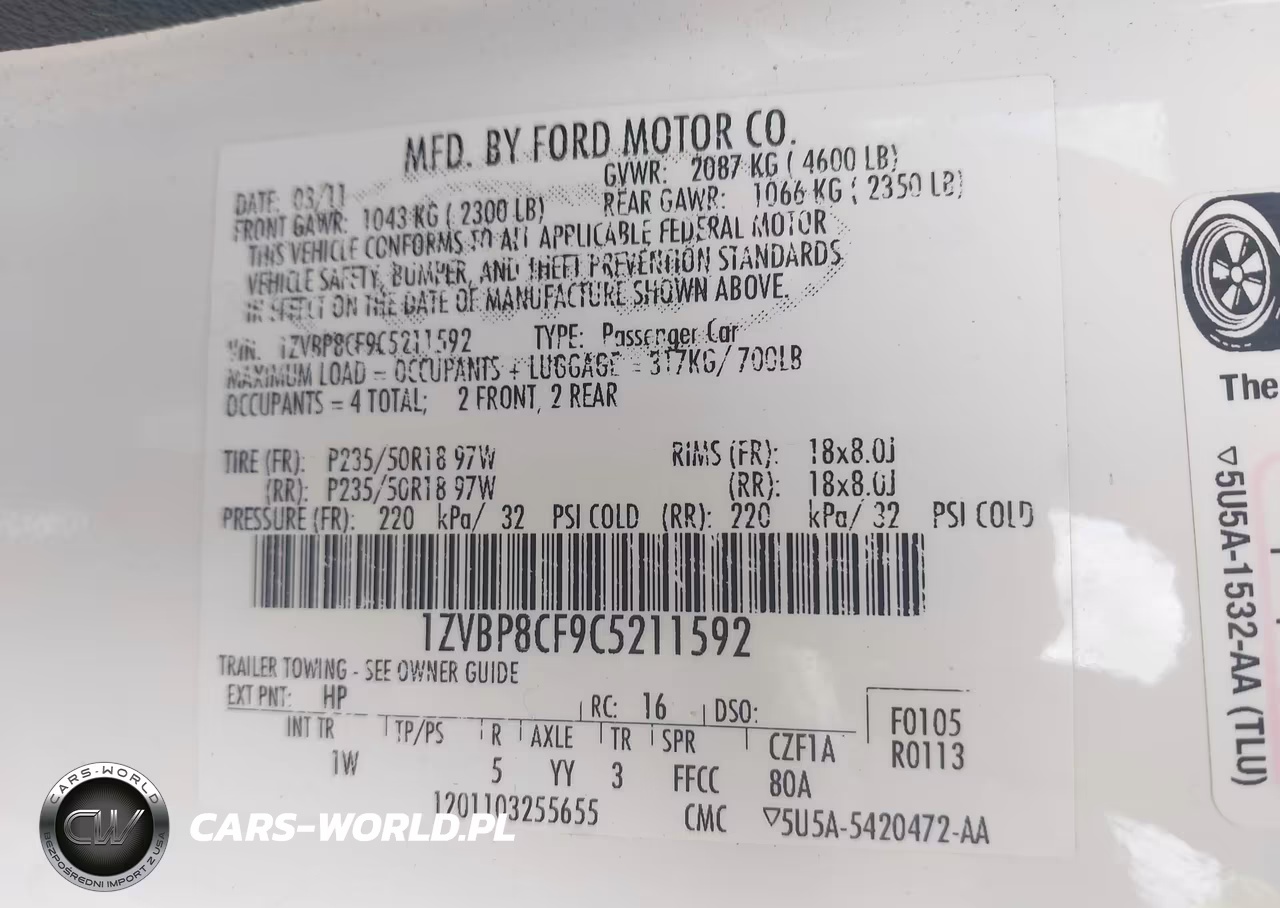 2012 Ford Mustang Gt VIN:1ZVBP8CF9C5211592 - 9