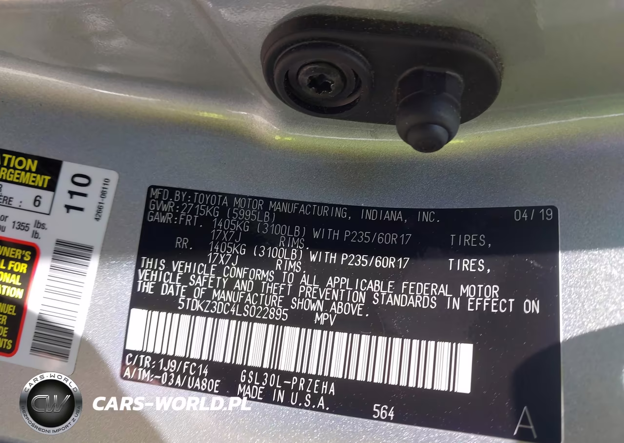 2020 Toyota Sienna Le VIN:5TDKZ3DC4LS022895 - 9