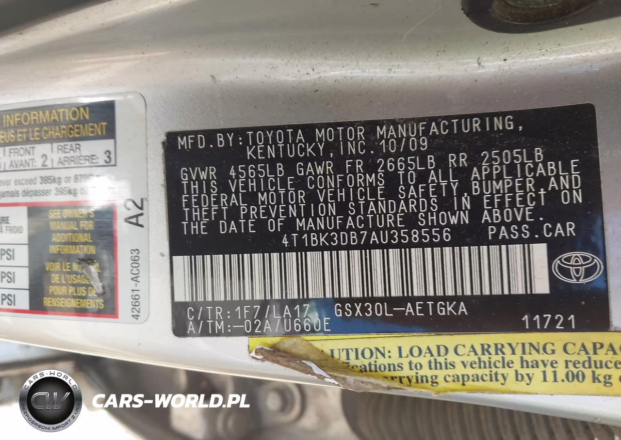 2010 Toyota Avalon Xls VIN:4T1BK3DB7AU358556 - 9