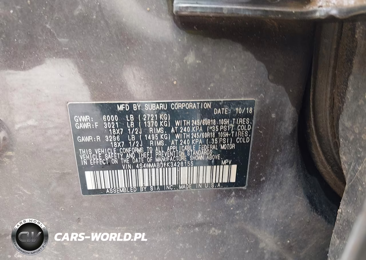 2019 Subaru Ascent Premium VIN:4S4WMABD6K3428155 - 9