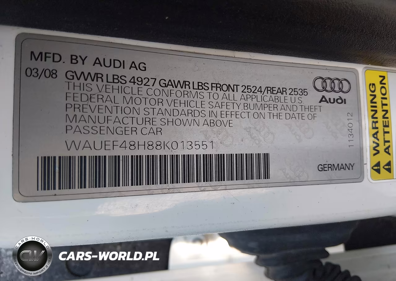 2008 Audi A4 2.0T VIN:WAUEF48H88K013551 - 9