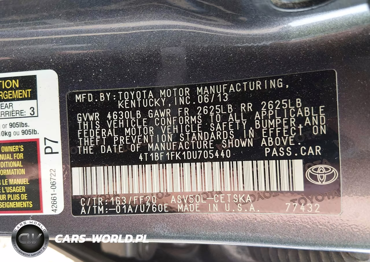 2013 Toyota Camry Se VIN:4T1BF1FK1DU705440 - 9