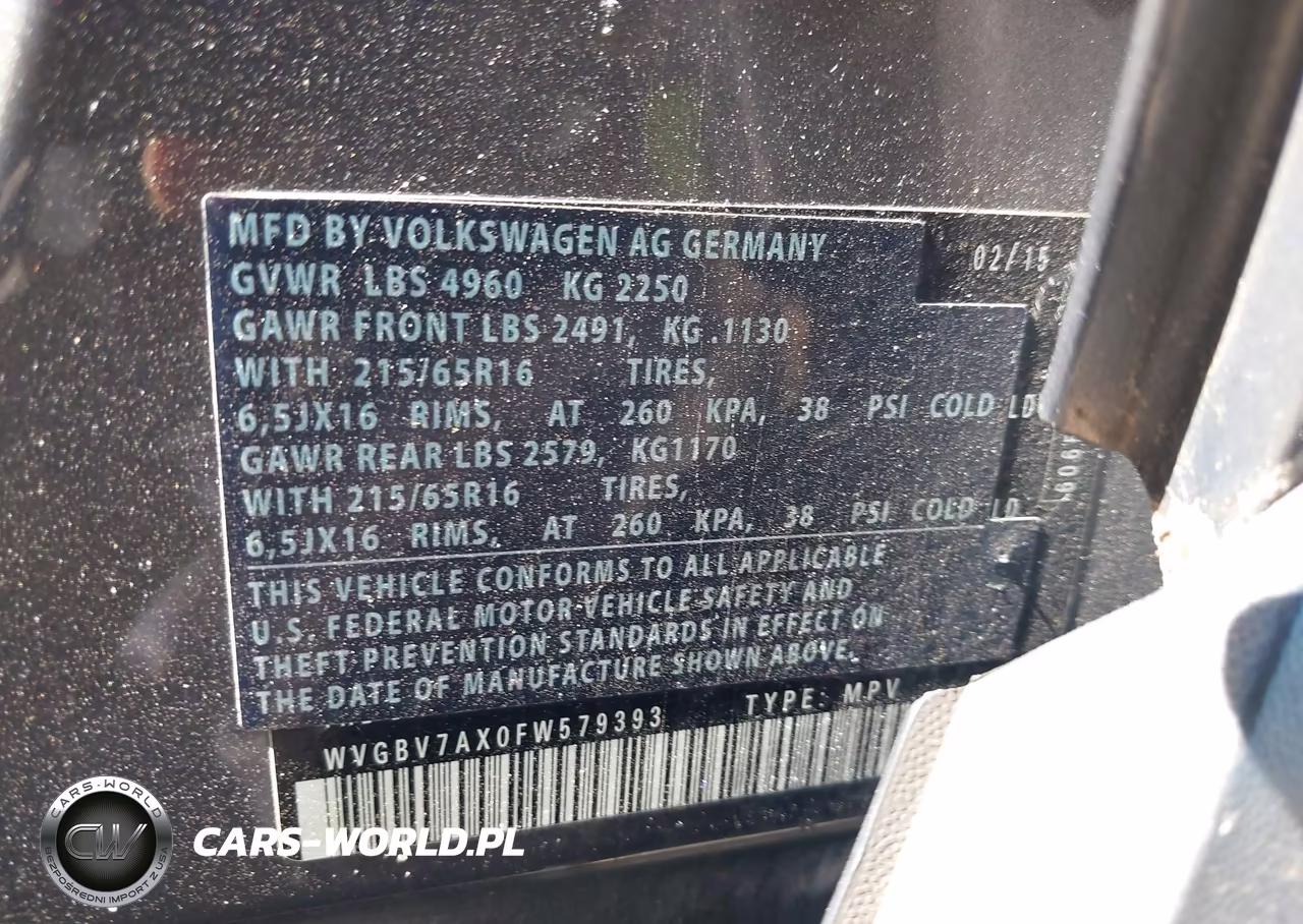 2015 Volkswagen Tiguan S VIN:WVGBV7AX0FW579393 - 9