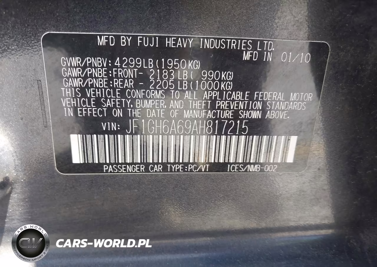 2010 Subaru Impreza 2.5I VIN:JF1GH6A69AH817215 - 9