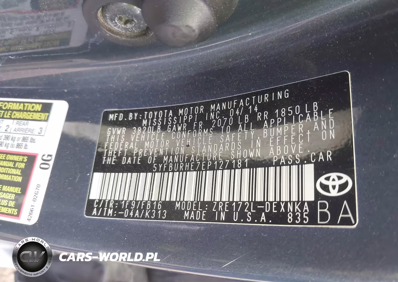 2014 Toyota Corolla Le VIN:5YFBURHE7EP127181 - 9