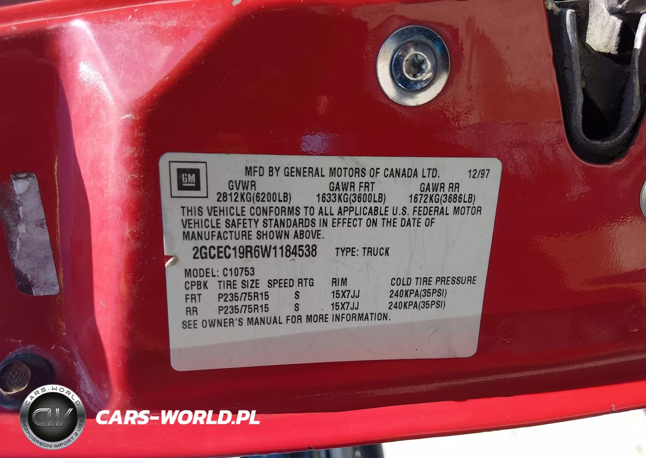 1998 Chevrolet C1500 Fleetside VIN:2GCEC19R6W1184538 - 9