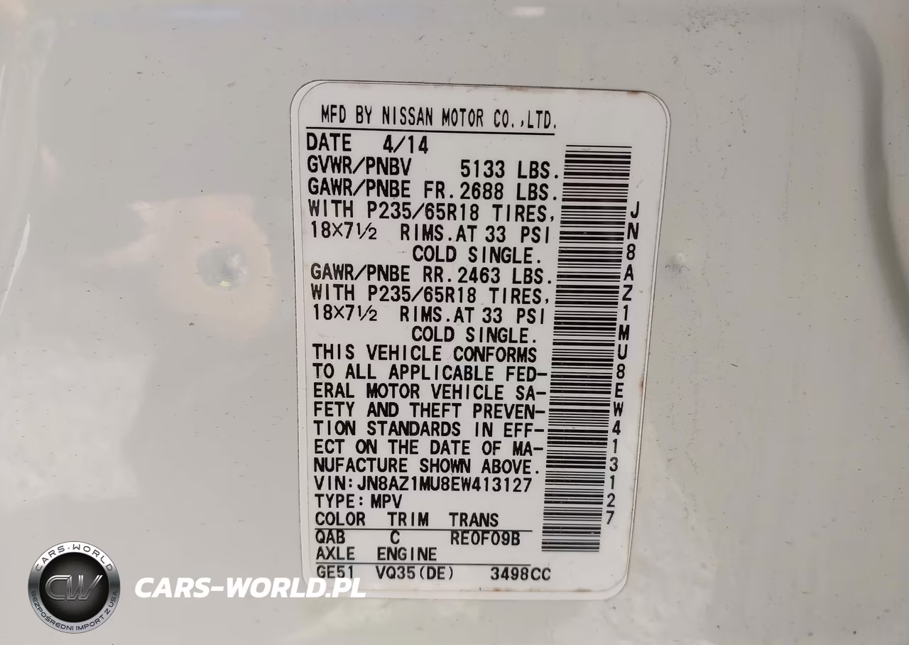 2014 Nissan Murano Le-S-Sl-Sv VIN:JN8AZ1MU8EW413127 - 9