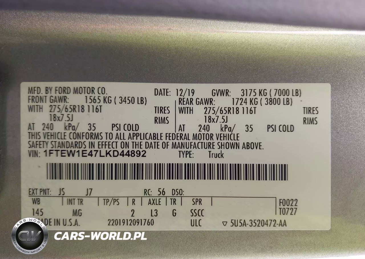 2020 Ford F-150 Xlt VIN:1FTEW1E47LKD44892 - 9