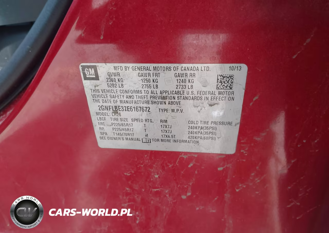 2014 Chevrolet Equinox 1Lt VIN:2GNFLBE37E6167672 - 9