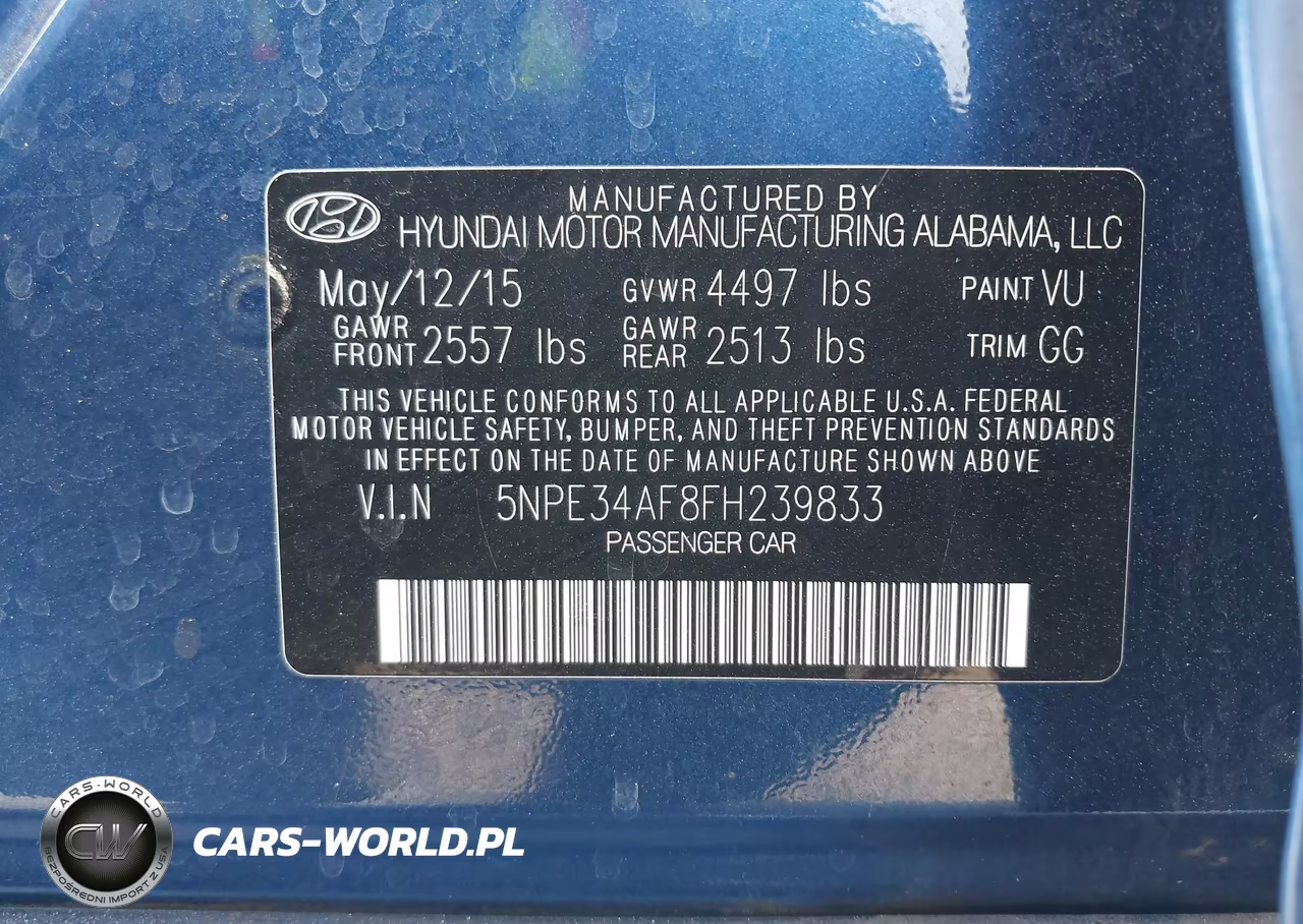 2015 Hyundai Sonata Limited VIN:5NPE34AF8FH239833 - 9