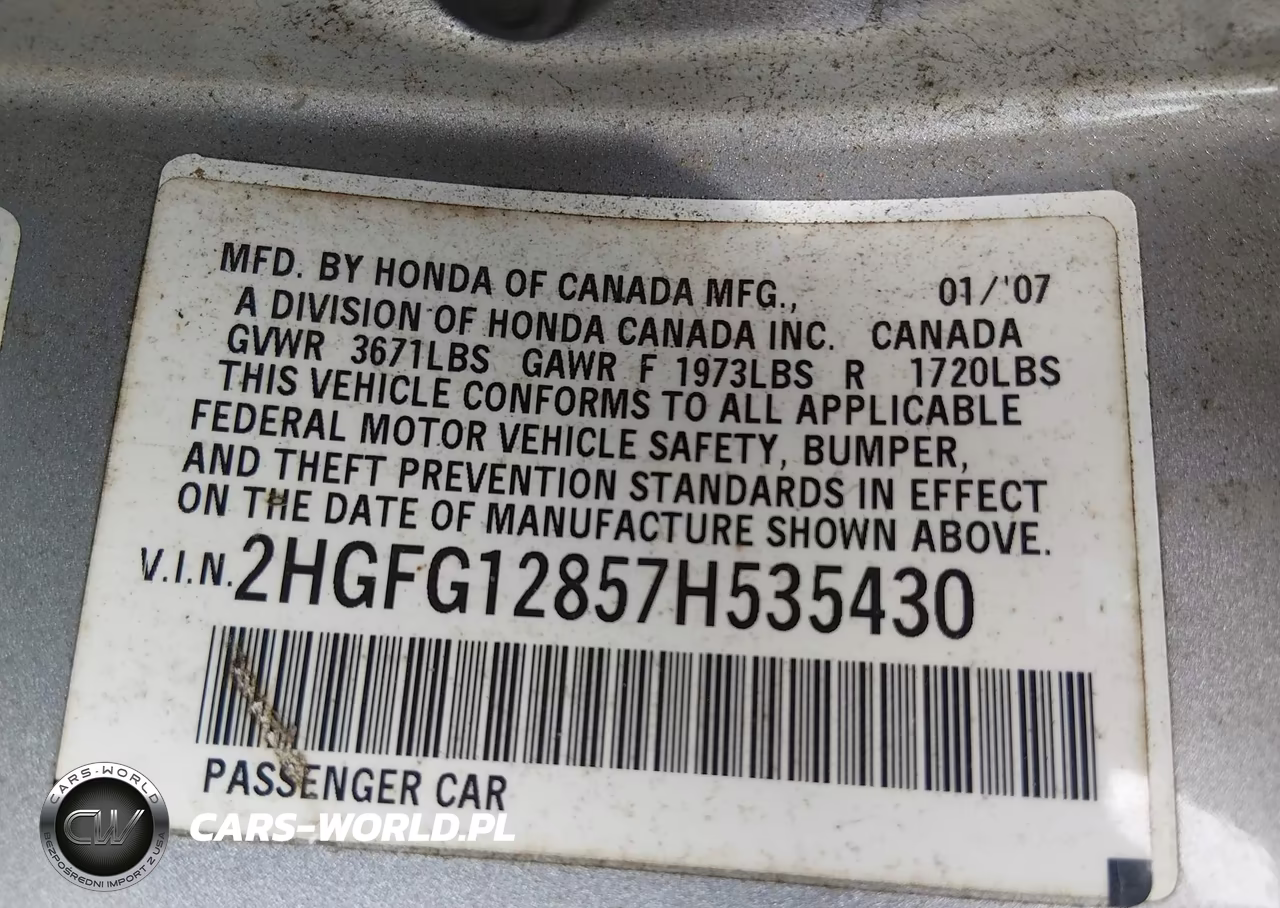 2007 Honda Civic Ex VIN:2HGFG12857H535430 - 9