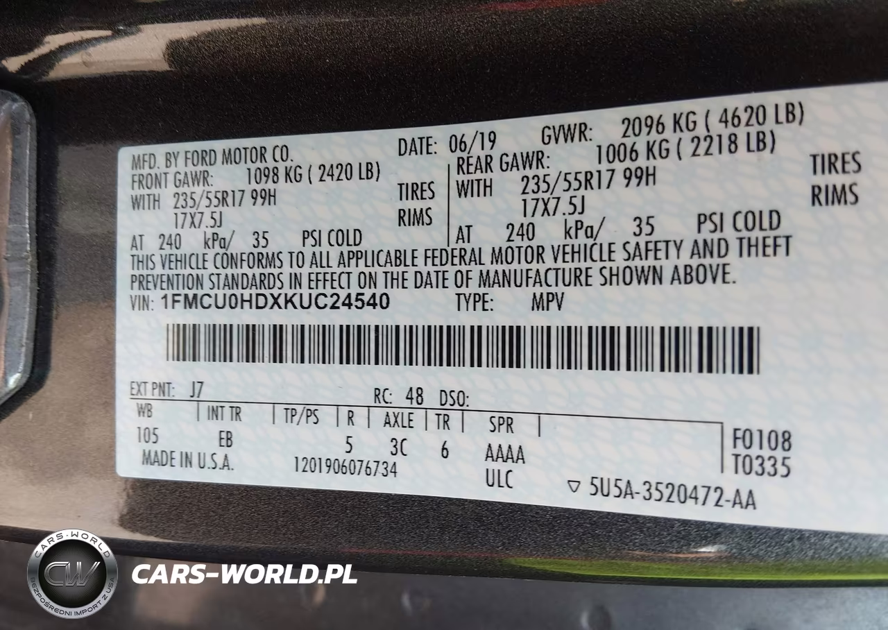 2019 Ford Escape Sel VIN:1FMCU0HDXKUC24540 - 9