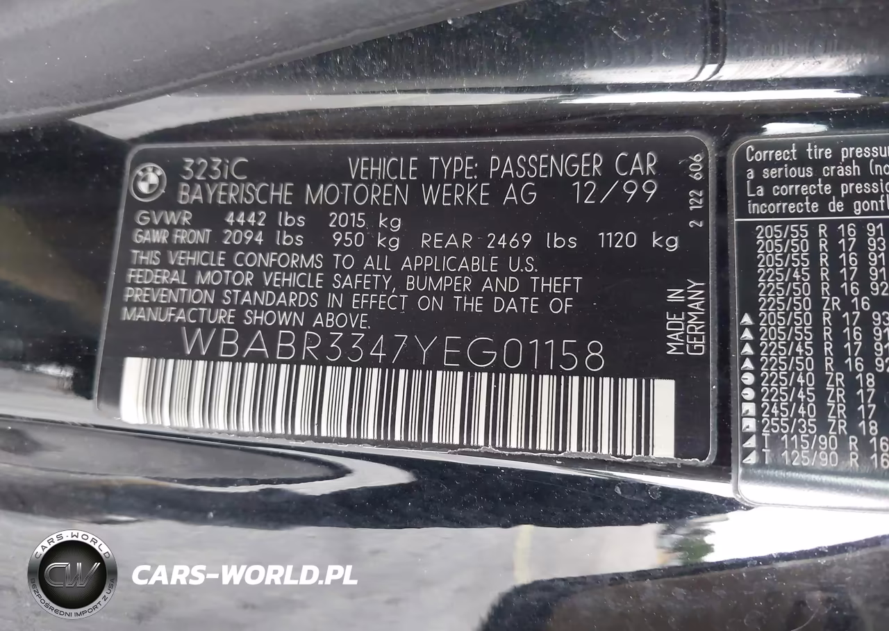 2000 BMW 323Ci VIN:WBABR3347YEG01158 - 9