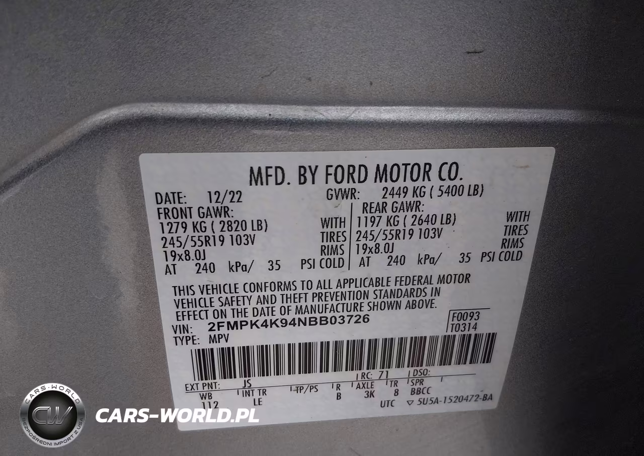 2022 Ford Edge Titanium VIN:2FMPK4K94NBB03726 - 9