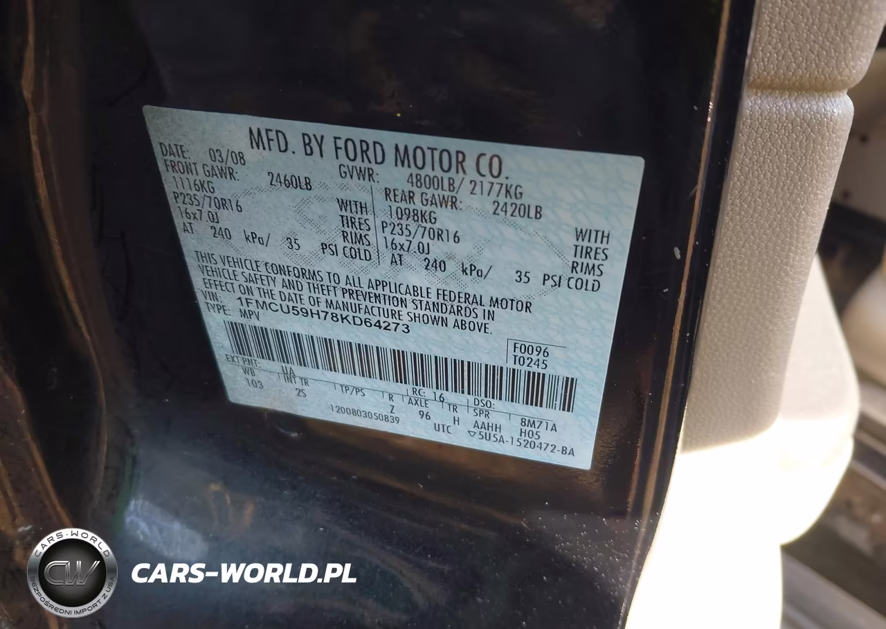 2008 Ford Escape Hev VIN:1FMCU59H78KD64273 - 9