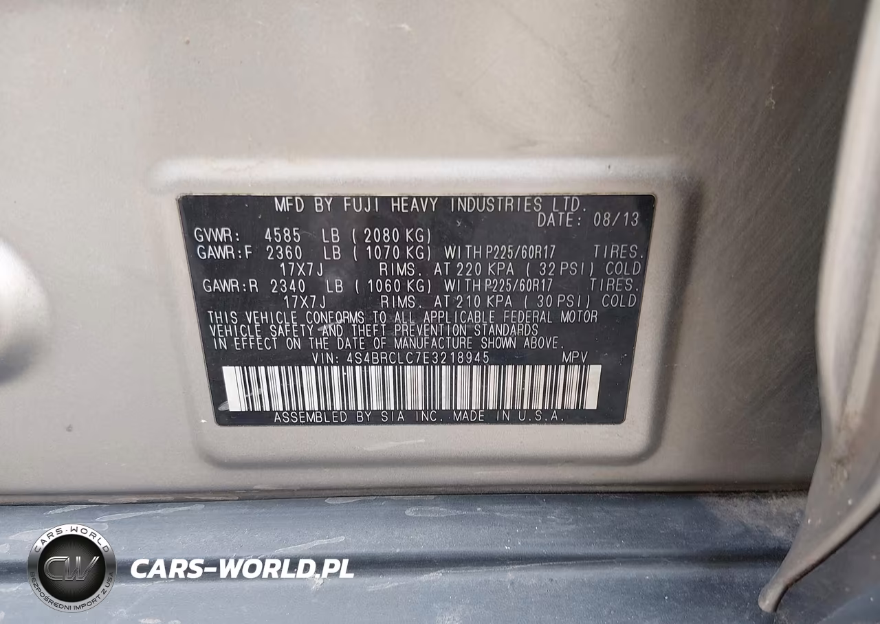 2014 Subaru Outback 2.5I Limited VIN:4S4BRCLC7E3218945 - 9