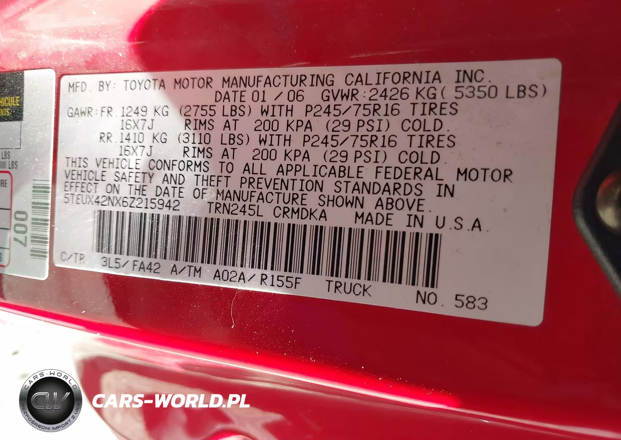 2006 Toyota Tacoma VIN:5TEUX42NX6Z215942 - 9