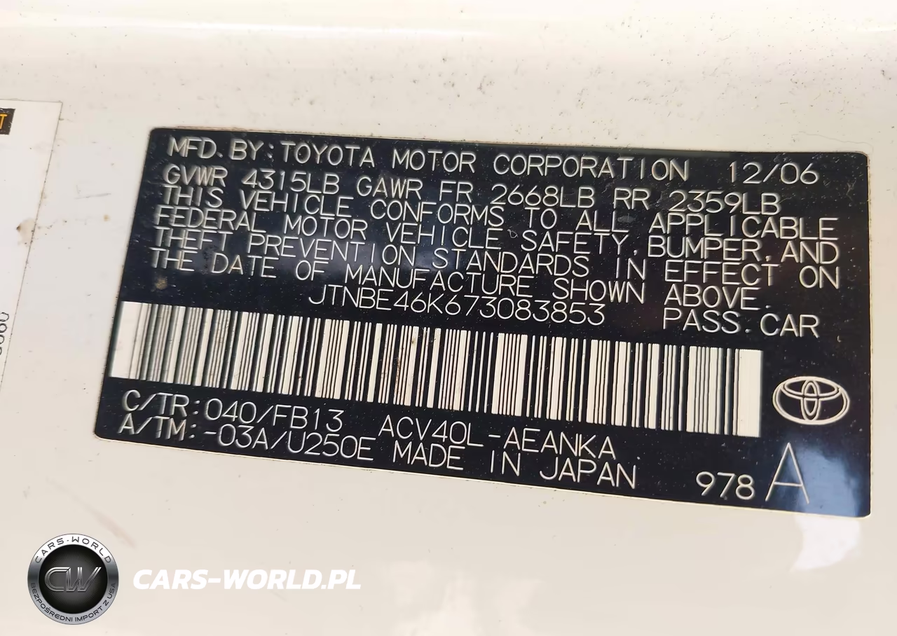 2007 Toyota Camry Le VIN:JTNBE46K673083853 - 9