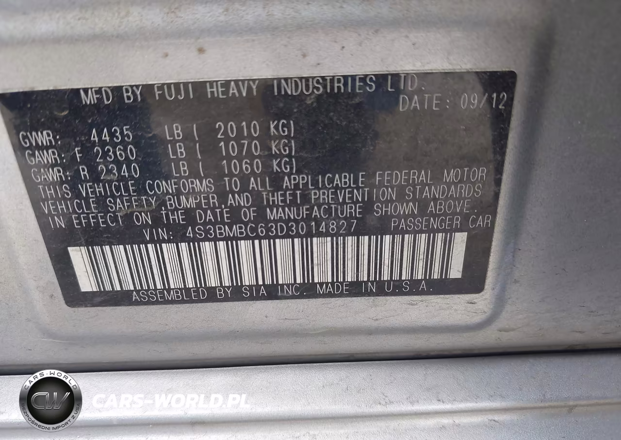 2013 Subaru Legacy 2.5I Premium VIN:4S3BMBC63D3014827 - 9