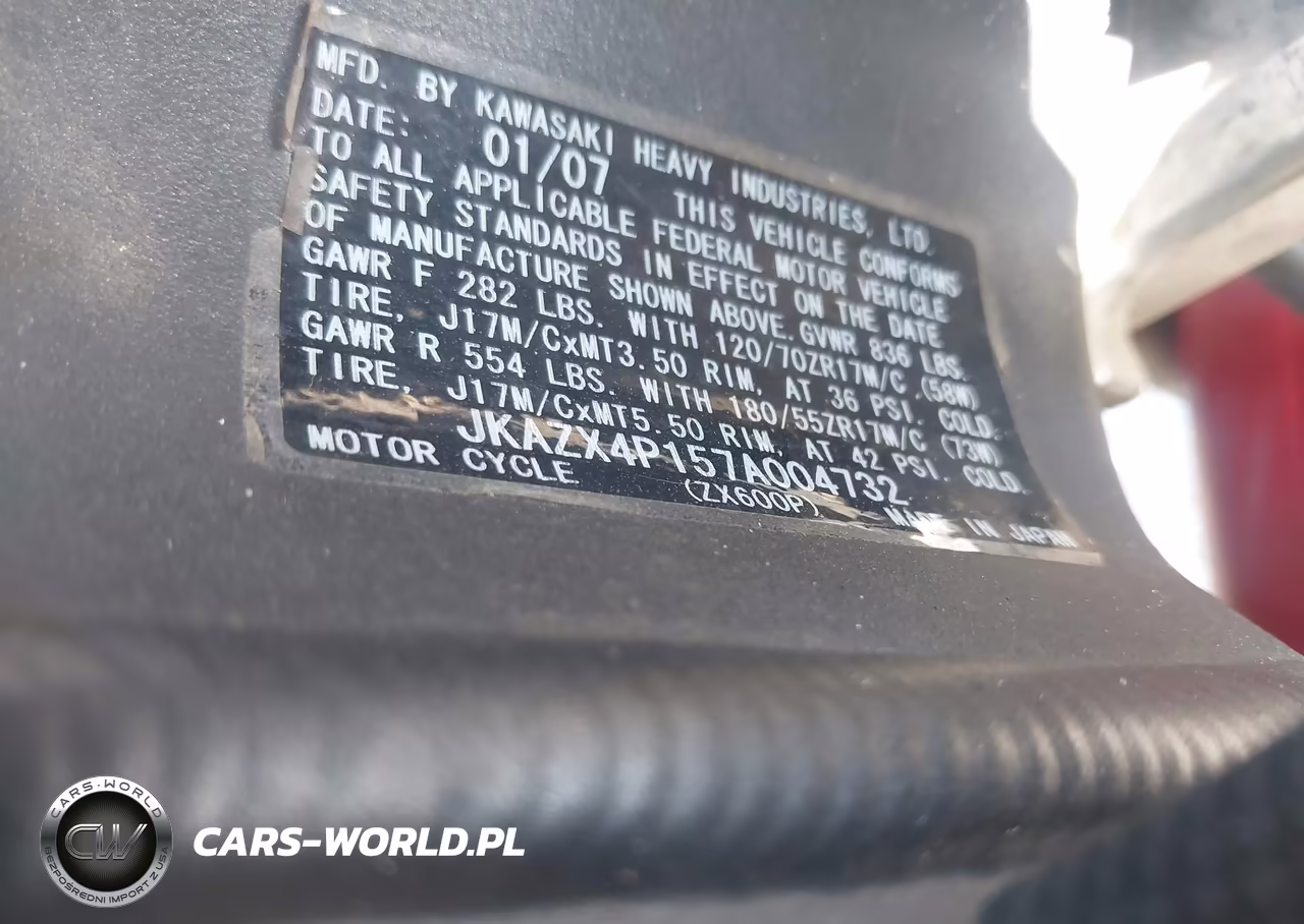 2007 Kawasaki Zx600 P VIN:JKAZX4P157A004732 - 10