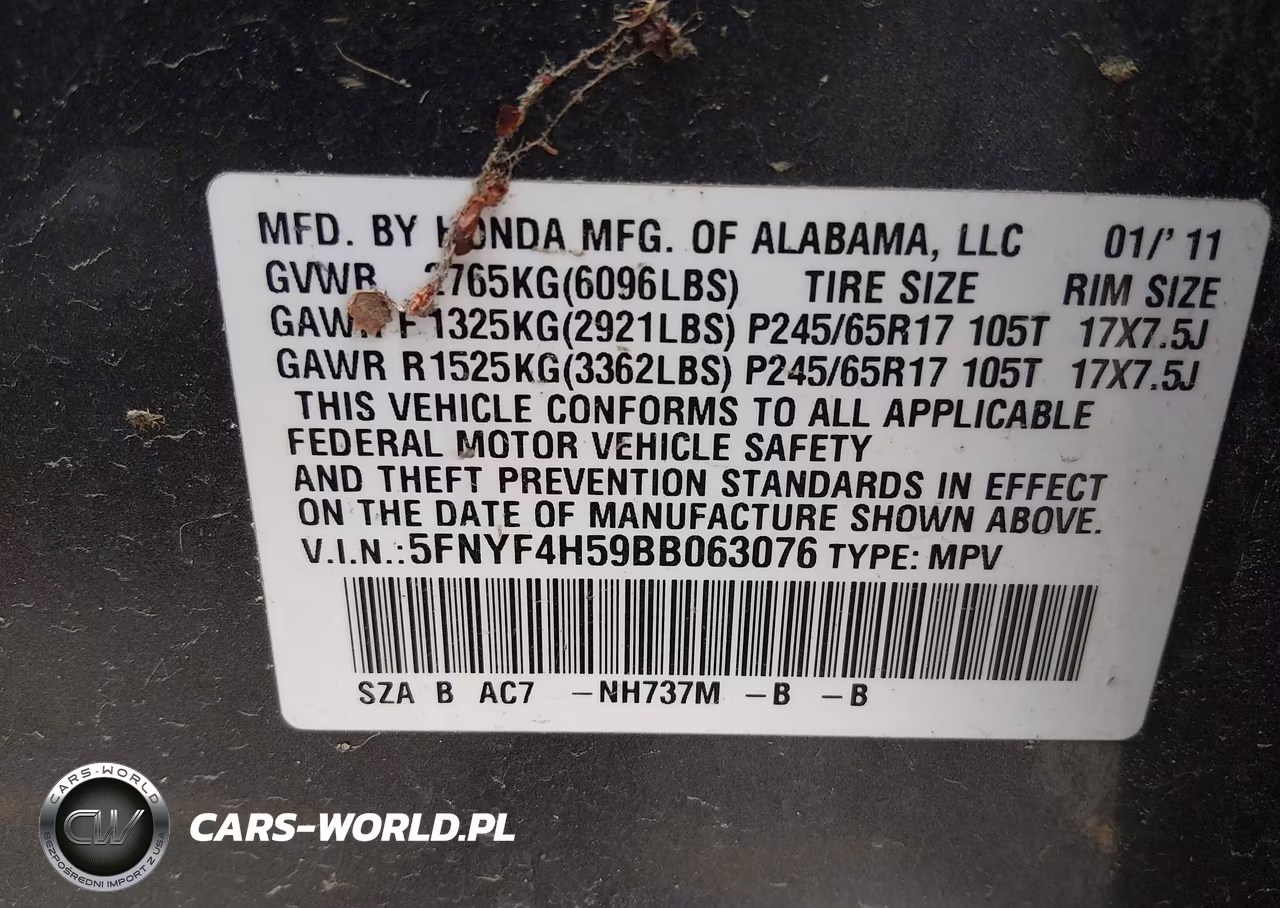 2011 Honda Pilot Ex-L VIN:5FNYF4H59BB063076 - 9