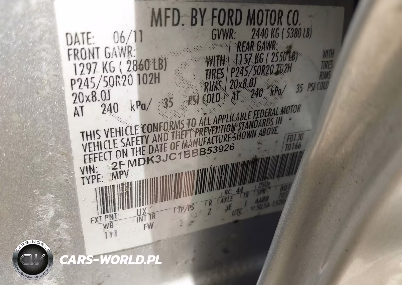 2011 Ford Edge Sel VIN:2FMDK3JC1BBB53926 - 9