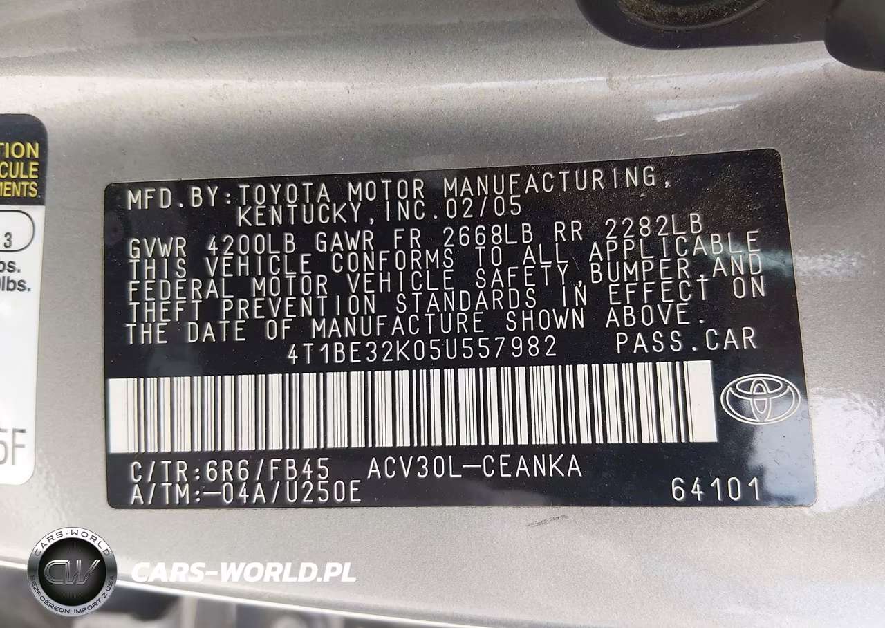2005 Toyota Camry Le VIN:4T1BE32K05U557982 - 9