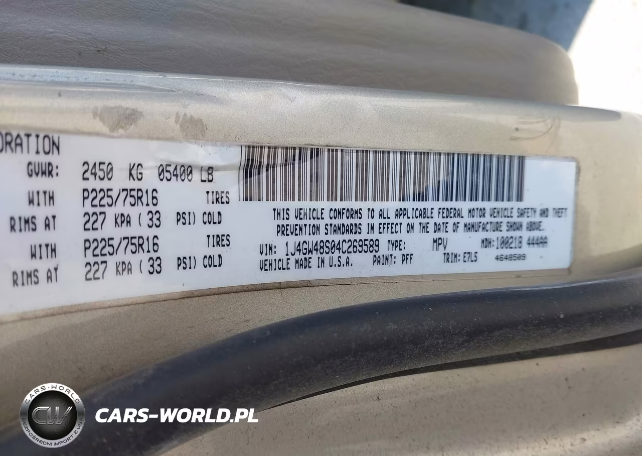 2004 Jeep Grand Cherokee Laredo VIN:1J4GW48S04C269589 - 9