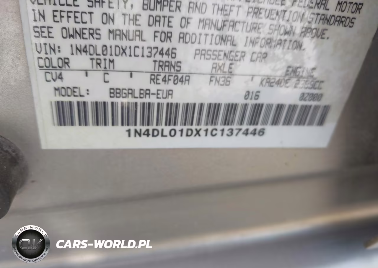 2001 Nissan Altima Gxe VIN:1N4DL01DX1C137446 - 9