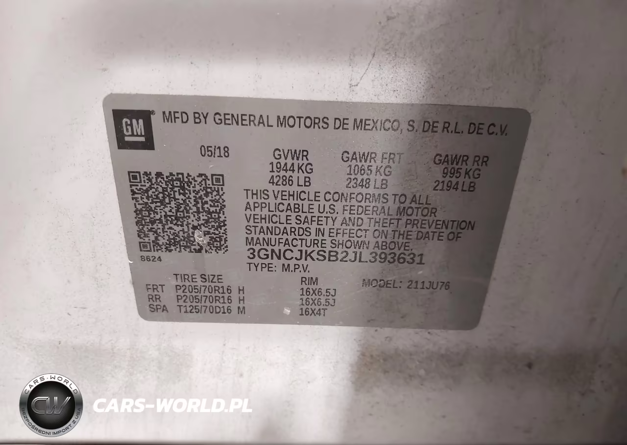 2018 Chevrolet Trax Ls VIN:3GNCJKSB2JL393631 - 9