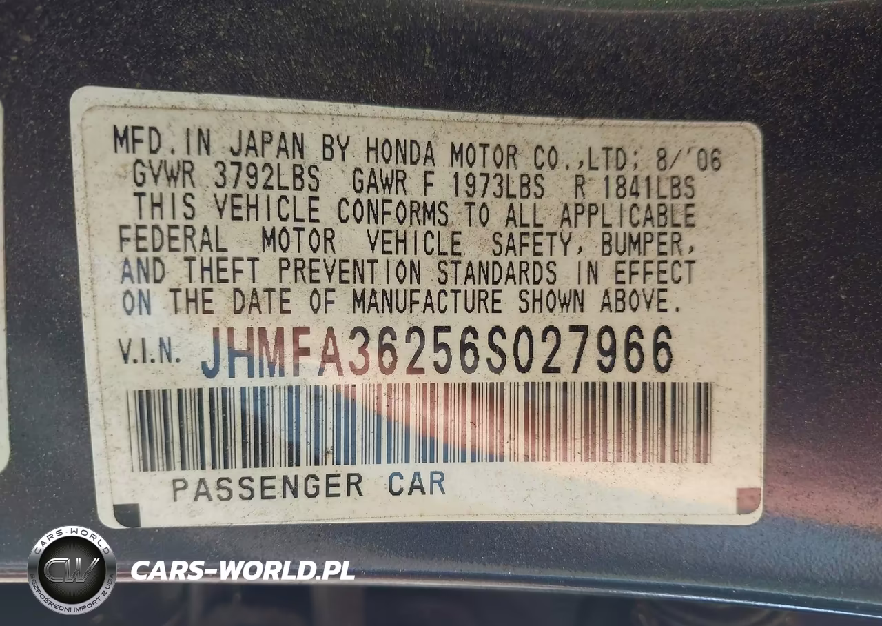 2006 Honda Civic Hybrid VIN:JHMFA36256S027966 - 9