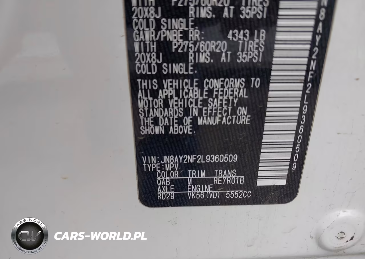 2020 Nissan Armada Platinum 2Wd VIN:JN8AY2NF2L9360509 - 9
