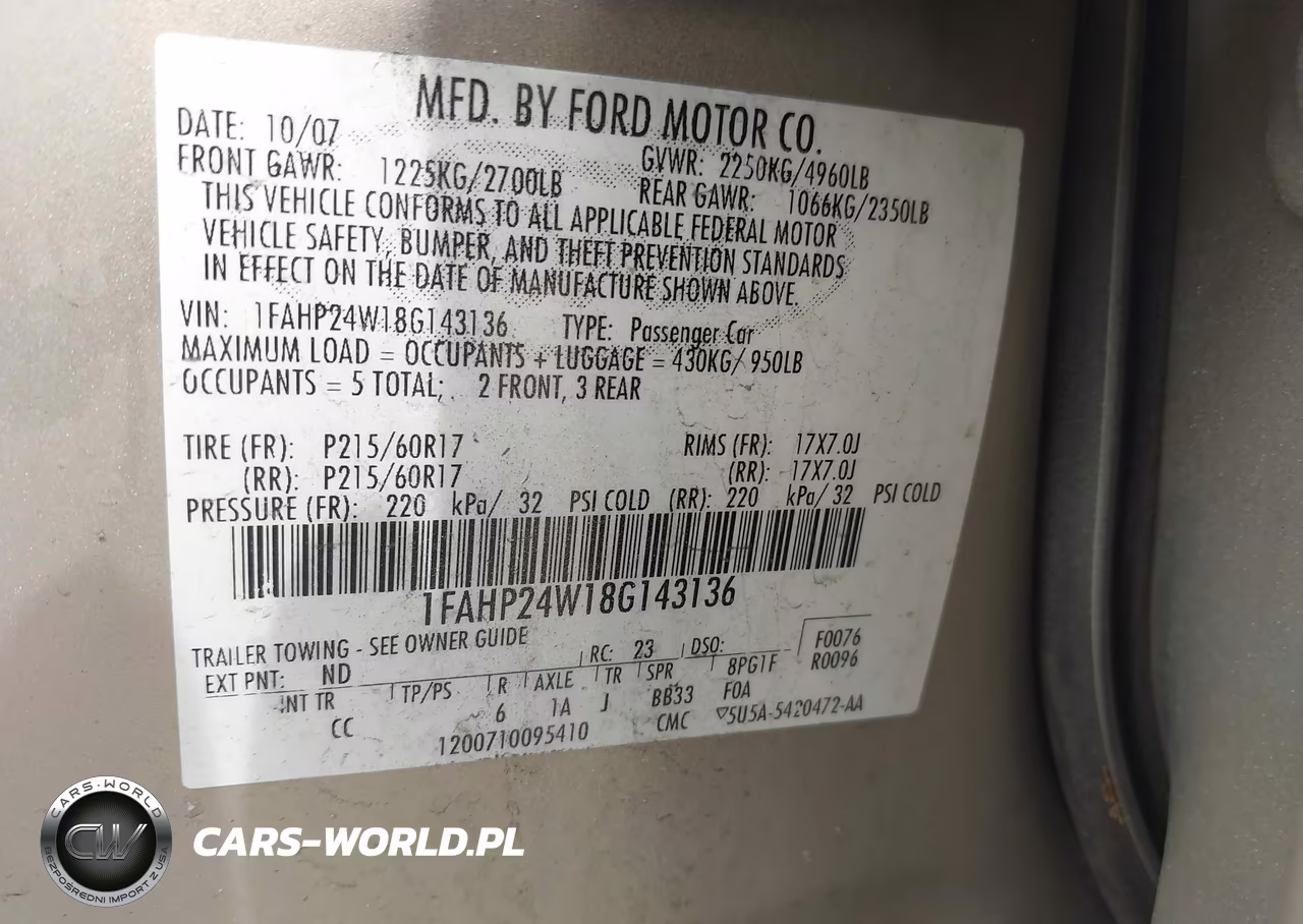 2008 Ford Taurus Sel VIN:1FAHP24W18G143136 - 9