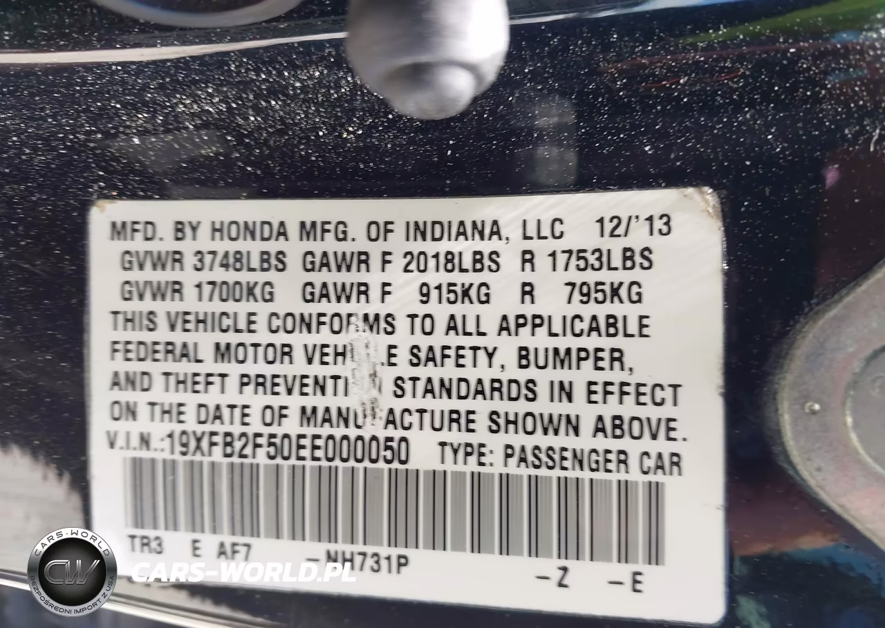 2014 Honda Civic Lx VIN:19XFB2F50EE000050 - 9