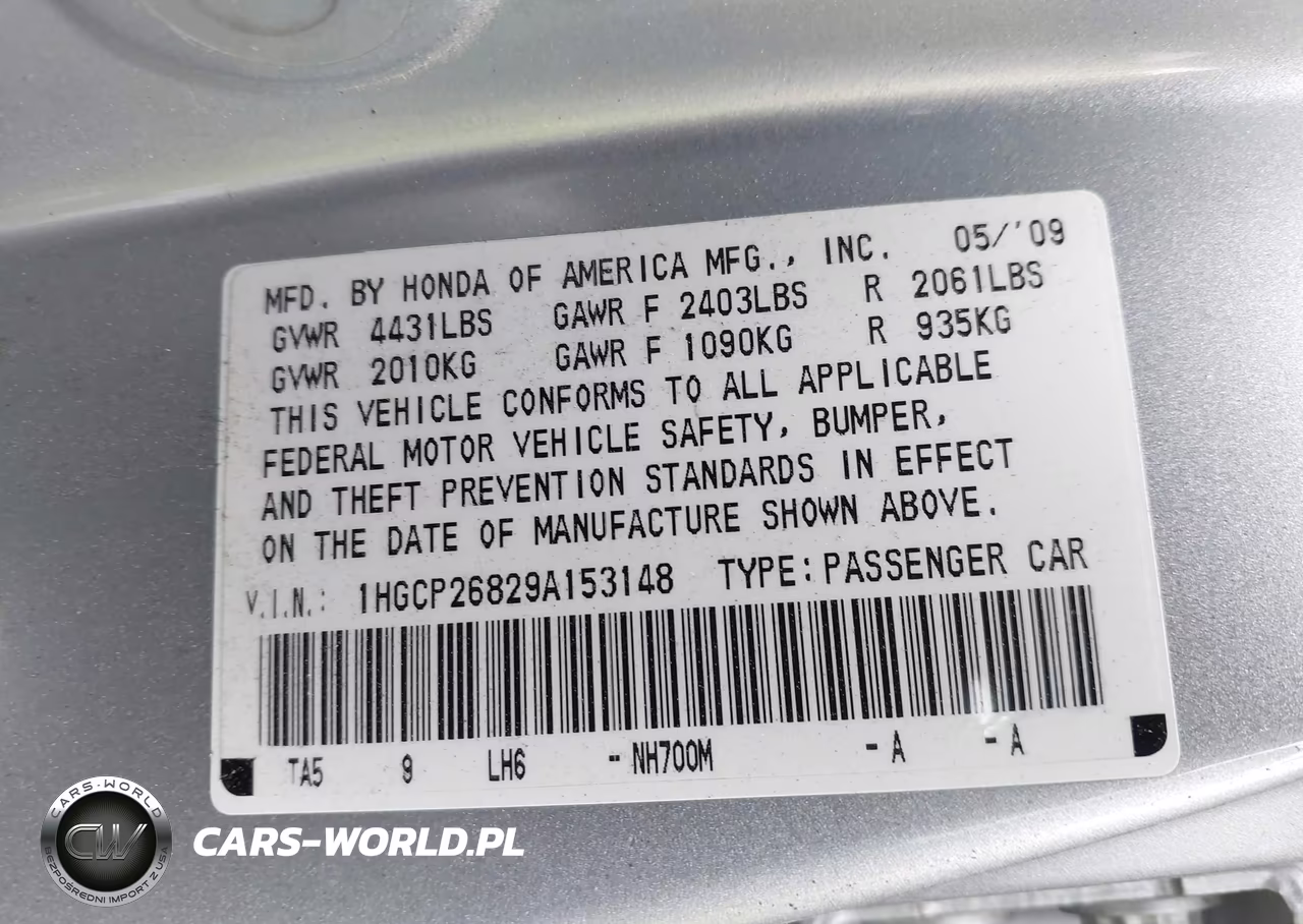 2009 Honda Accord 2.4 Ex-L VIN:1HGCP26829A153148 - 9