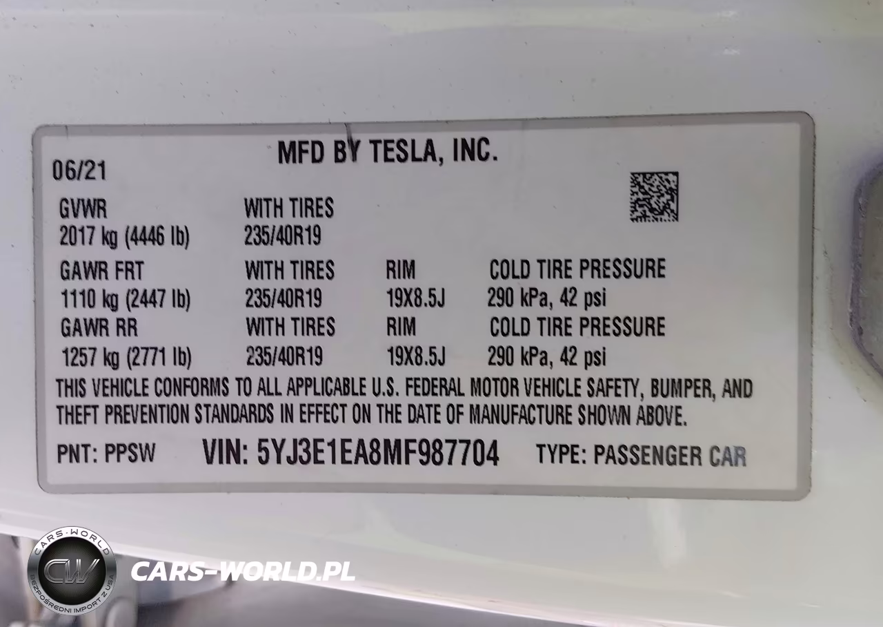 2021 Tesla Model 3 Standard Range Plus Rear-Wheel Drive VIN:5YJ3E1EA8MF987704 - 9