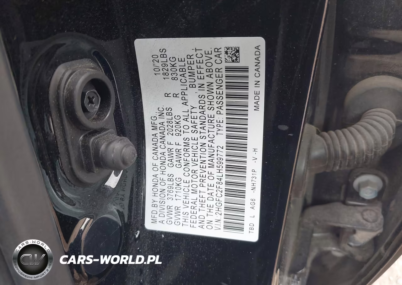 2020 Honda Civic Sport VIN:2HGFC2F84LH599772 - 9