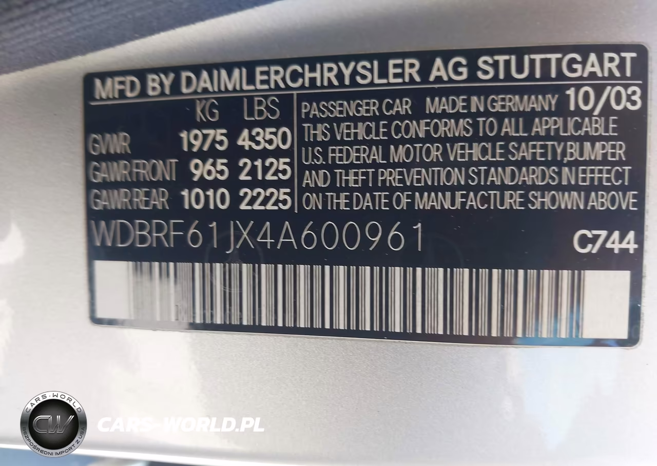 2004 Mercedes-Benz C 240 VIN:WDBRF61JX4A600961 - 9