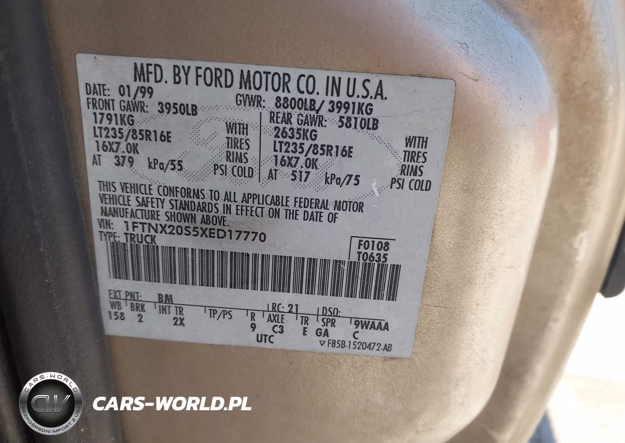 1999 Ford F-250 Lariat-Xl-Xlt VIN:1FTNX20S5XED17770 - 9