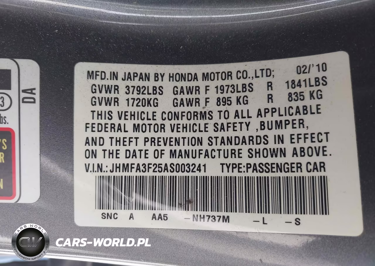 2010 Honda Civic Hybrid VIN:JHMFA3F25AS003241 - 9