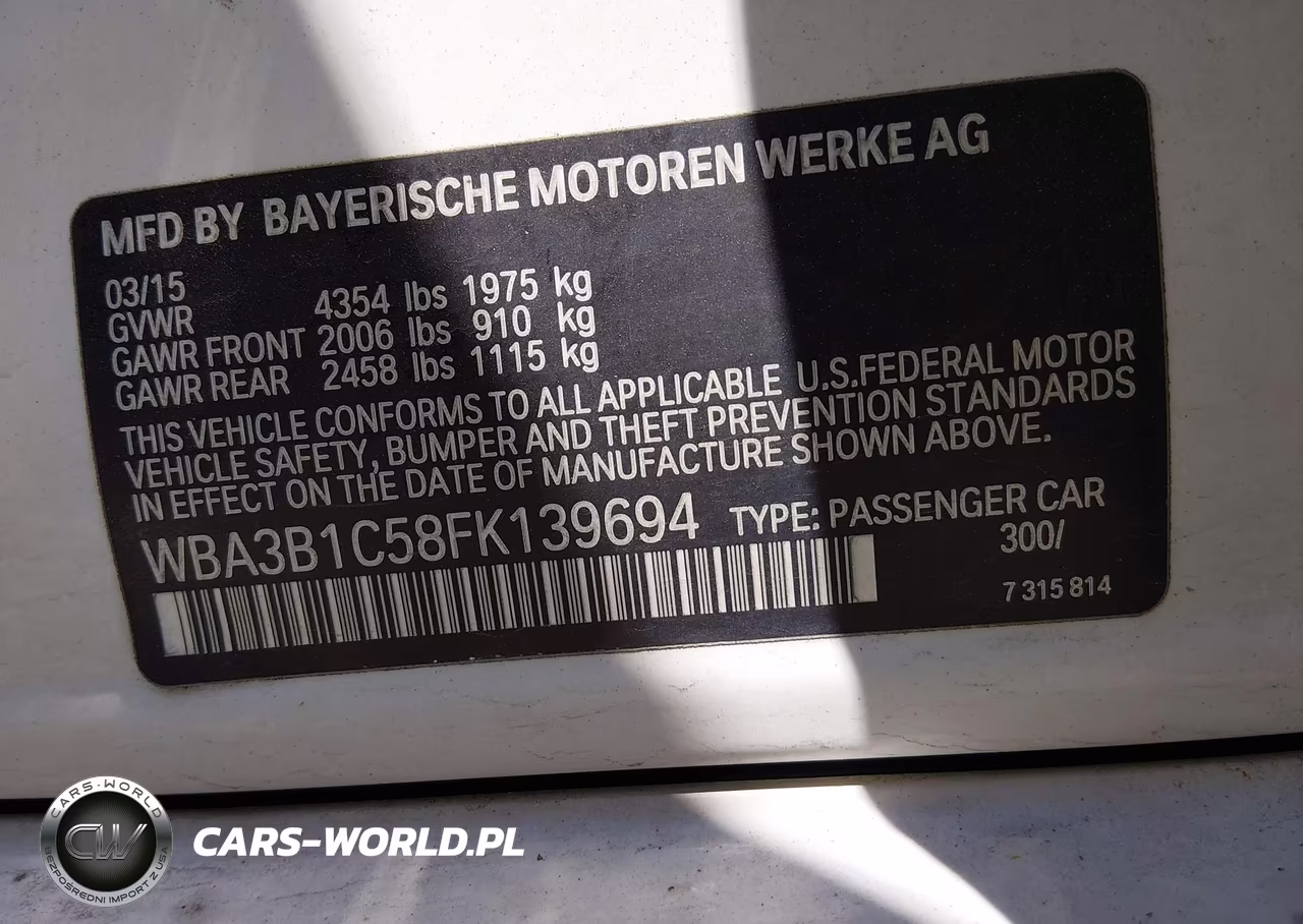 2015 BMW 320I VIN:WBA3B1C58FK139694 - 9