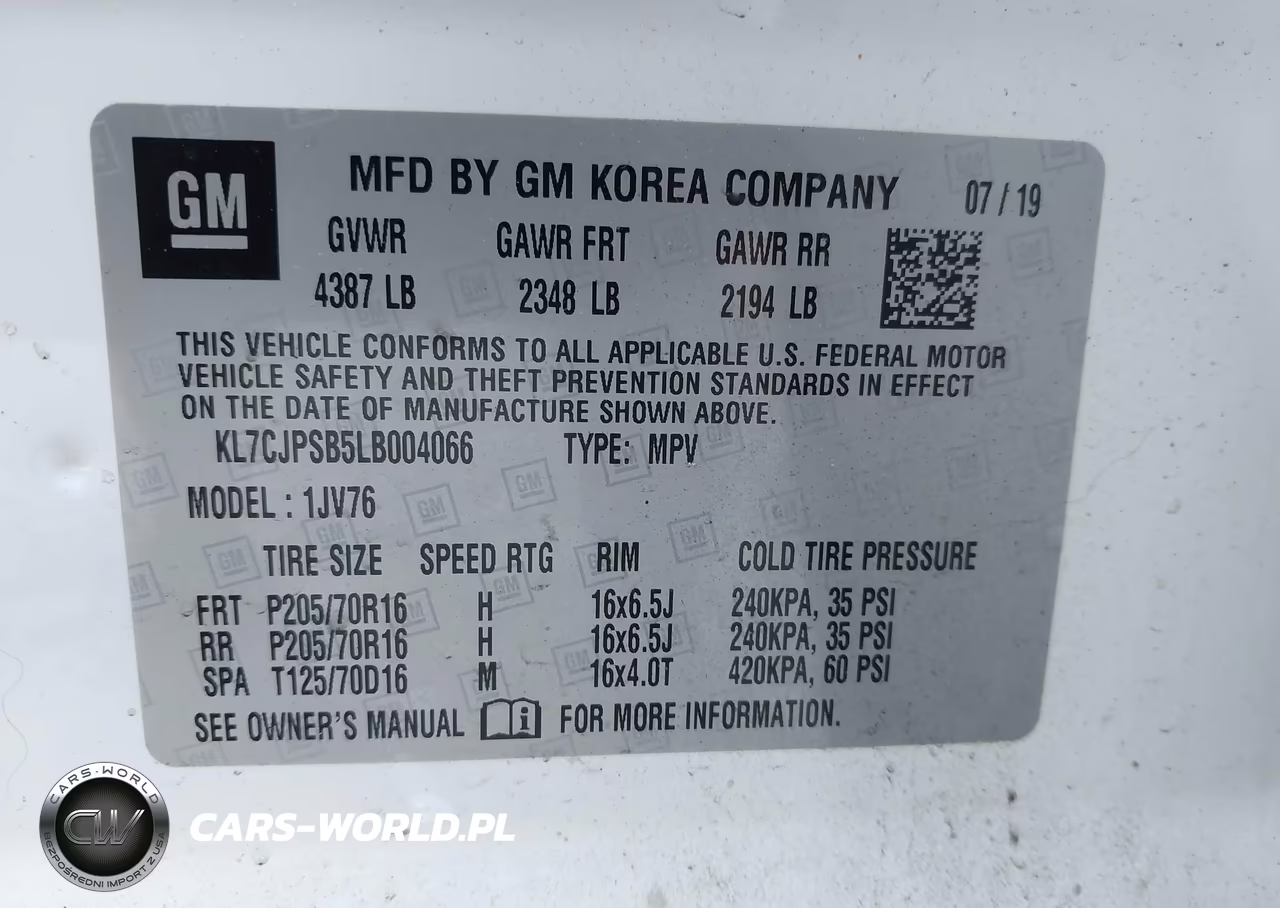 2020 Chevrolet Trax Awd Lt VIN:KL7CJPSB5LB004066 - 9