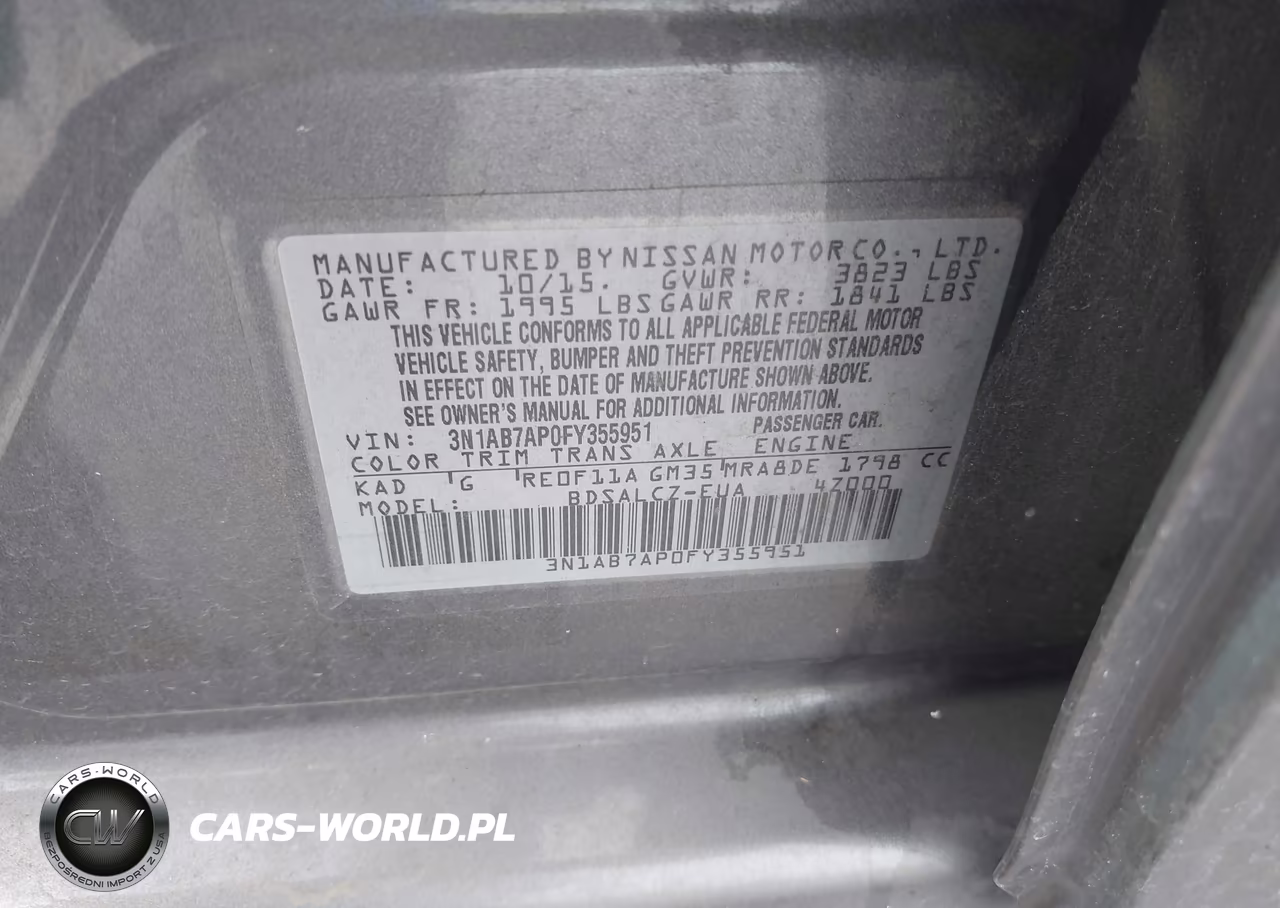 2015 Nissan Sentra S VIN:3N1AB7AP0FY355951 - 9