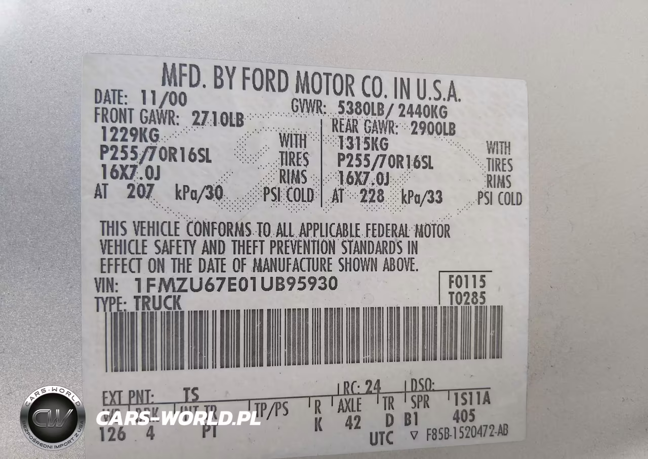 2001 Ford Explorer Sport Trac VIN:1FMZU67E01UB95930 - 9