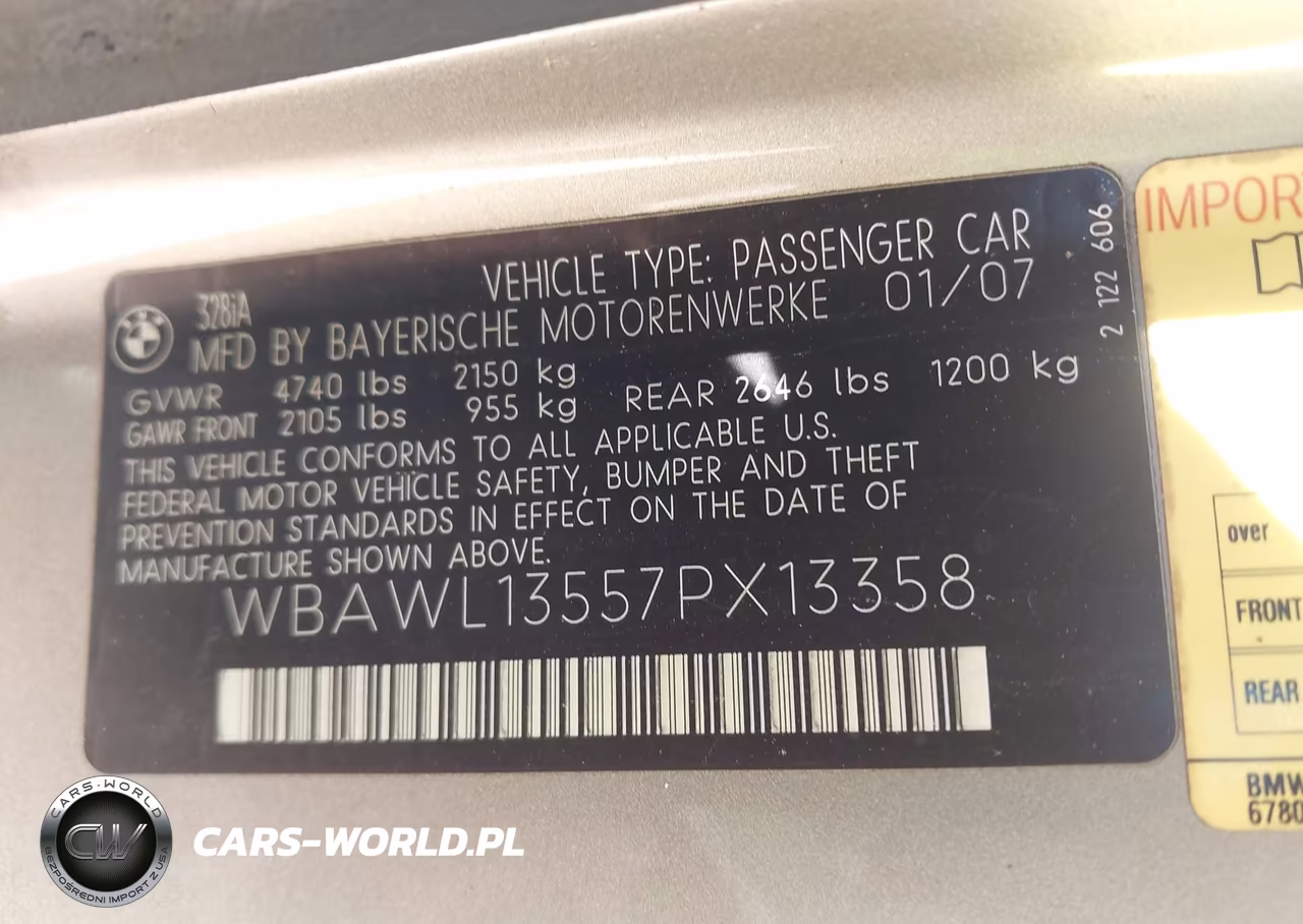 2007 BMW 328I VIN:WBAWL13557PX13358 - 9