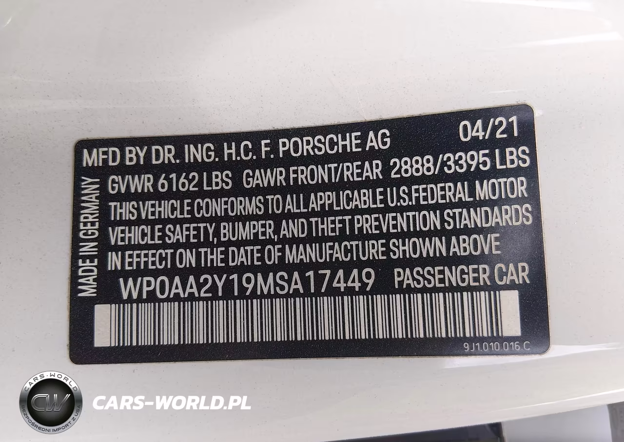 2021 Porsche Taycan VIN:WP0AA2Y19MSA17449 - 9