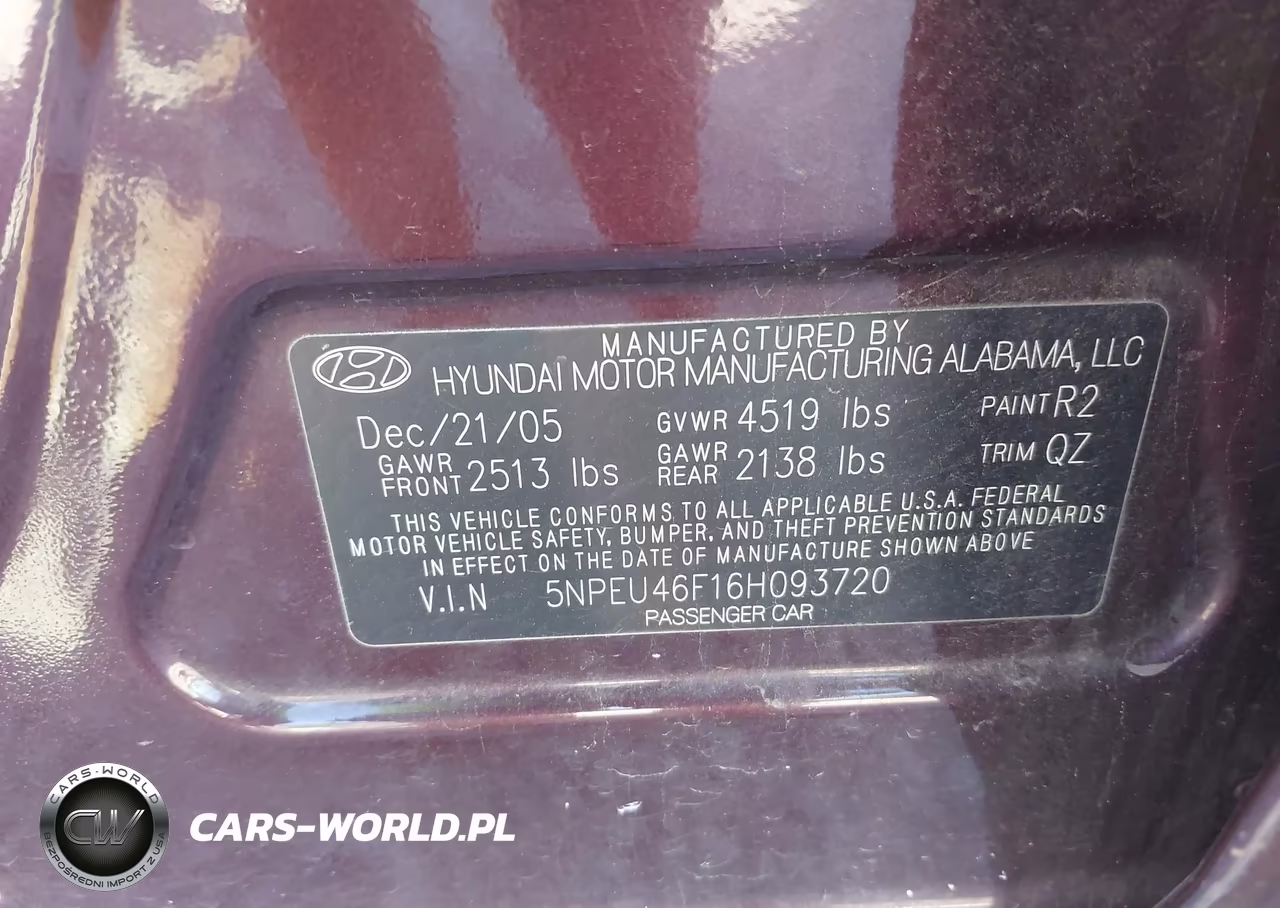2006 Hyundai Sonata Gls V6-Lx V6 VIN:5NPEU46F16H093720 - 9