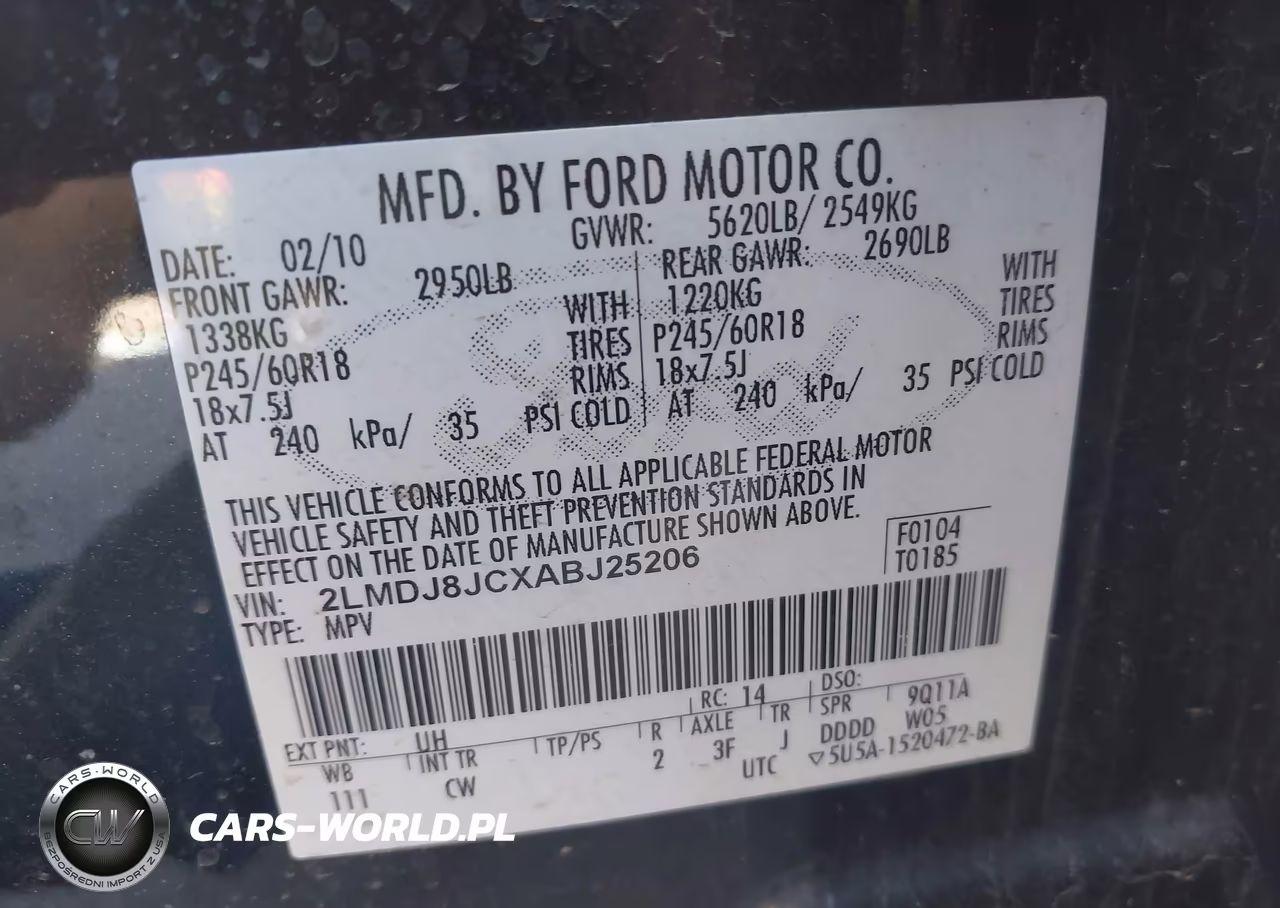 2010 Lincoln Mkx VIN:2LMDJ8JCXABJ25206 - 9