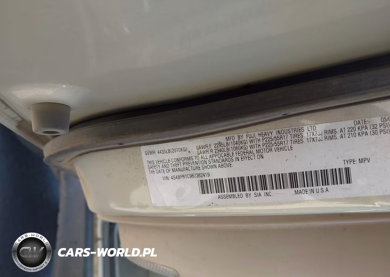2006 Subaru Outback 2.5I VIN:4S4BP61C967362419 - 9