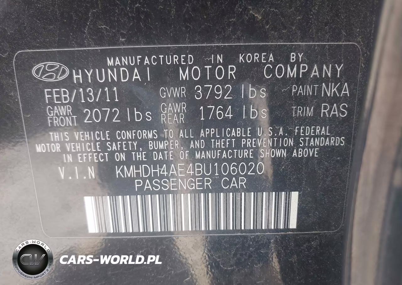 2011 Hyundai Elantra Gls (Ulsan Plant) VIN:KMHDH4AE4BU106020 - 9